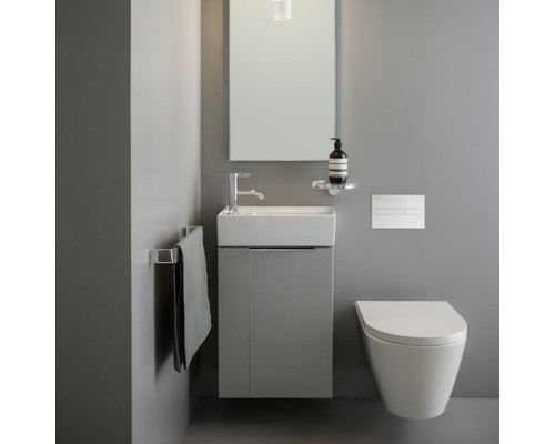Laufen Kartell Раковина 46х28х12 см без перелива, с 1 отв. под смес, полочка слева, цвет: белый . 8.1533.5.000.111.1 Laufen Kartell Раковина 46х28х12 см без перелива, с 1 отв. под смес, полочка слева, цвет: белый . 8.1533.5.000.111.1