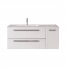 Тумба под раковину Cezares Eco Cer-N 120 L, 2 ящика, 1 дверца, bianco lucido, ручки серые