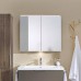 BURGBAD Eqio Зеркальный шкаф с LED подсветкой 5Вт IP24, 90х80х17см,2 зерк двери с обоих сторон, стекл полки, вкл/выкл, цвет: серый. SPGT090F2010