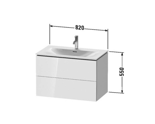 Duravit L-Cube База подвесная 82x48.1x55см с раковиной, 2 ящика, цвет: глянцевый белый. LC630702222,  23448300001
