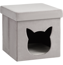 Пуф Stool Group Store Pet велюр серый, с домиком для животных