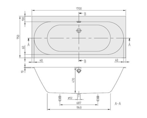 VilleroyBoch Oberon 2.0 Ванна встраиваемая, 170x75 см, прямоугольная, слив-перелив хром в комплекте , цвет: белый. UBQ170OBR2DV-01 VilleroyBoch Oberon 2.0 Ванна встраиваемая, 170x75 см, прямоугольная, слив-перелив хром в комплекте , цвет: белый. UBQ170OBR2DV-01