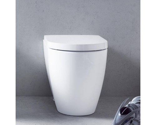 Duravit ME by Starck Унитаз напольный 37x60см., пристенный, включая крепление, сток горизонтальный, 4,5 л., с WonderGliss, цвет: белый. 21690900001