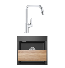 Комплект Мойка Granula Estetica 5201, черный + Смеситель Grohe Eurosmart