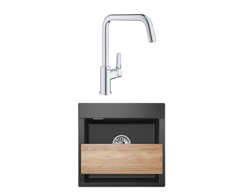 Комплект Мойка Granula Estetica 5201, черный + Смеситель Grohe Eurosmart