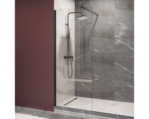 Душевая перегородка DIWO Орёл 80 см, профиль черный матовый