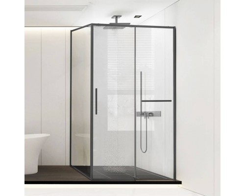 Душевой уголок Vincea Slim Soft VSR-1SS9011CLGM 110x90, профиль вороненая сталь, стекло прозрачное