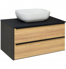 Тумба RUNO Мальта 85, подвесная, дуб/черный 00-00001099