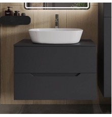 Тумба с раковиной Orange Line 80 подвесная, 2 ящика, матовый графит с раковиной B08-500W