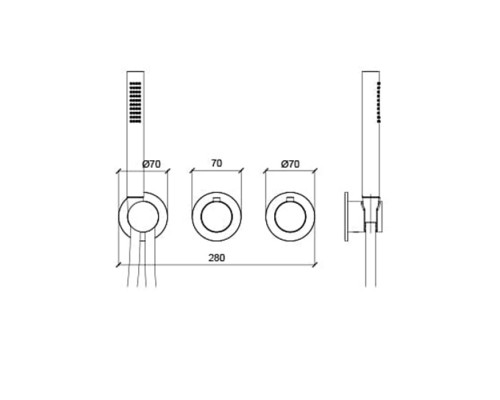 Almar Смеситель для душа, встраиваемый, с ручным душем, на 2-3 источника, цвет: High Brass. E180133.HB