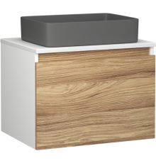 Тумба с раковиной Bauedge Dream Blackwood 60 подвесная, белая, дуб, 1 ящик, раковина Hotel BH1002-DG