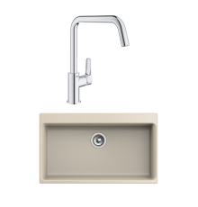 Комплект Мойка Rivelato Axel Х-90 beige scuro + Смеситель Grohe Eurosmart