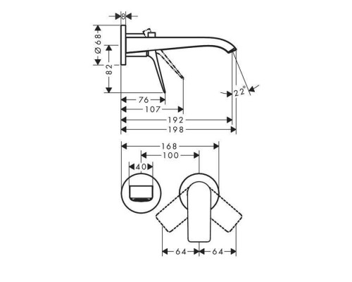 Hansgrohe Vivenis Смеситель для раковины, встраиваемый, цвет: черный матовый. 75050670 Hansgrohe Vivenis Смеситель для раковины, встраиваемый, цвет: черный матовый. 75050670