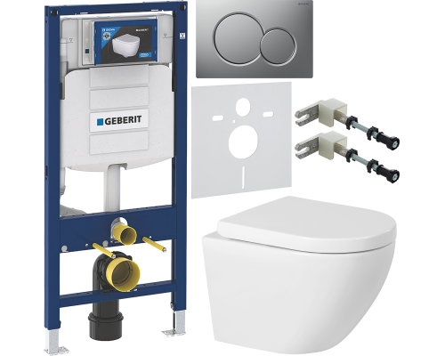 Комплект Унитаз подвесной BelBagno Sfera-r + Крышка Marino BB105SC с микролифтом, петли хром + Инсталляция Geberit Duofix UP 320 111.300.00.5 + Кнопка Sigma 01 115.770.JQ.5 лакированная, матовый хром + Крепления 111.815.00.1 к стене + Шумоизоляция