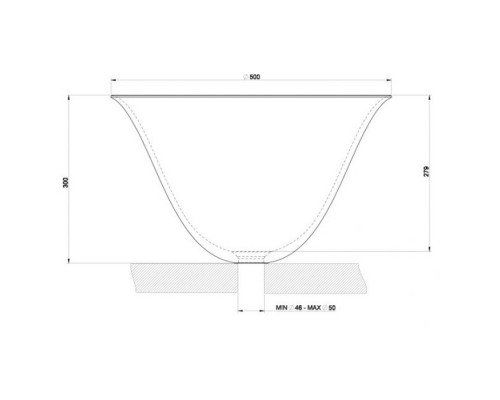 Gessi Goccia Раковина 50х30 см, без отв., накладная, цвет: черный. 39134#519