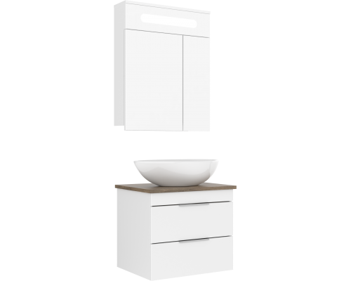Мебель для ванной комнаты STWORKI Копенгаген 60 белая, с раковиной STWORKI Moduo 55 Leaf