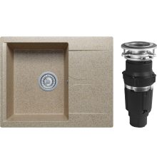 Комплект Мойка кухонная Polygran Gals 620 песочная + Измельчитель Bone Crusher BC 610-AS