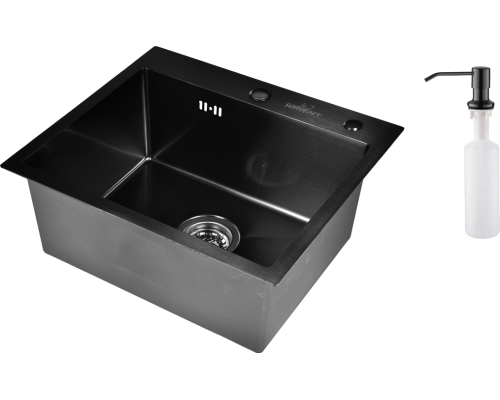 Мойка кухонная Wisent 5044B с PVD покрытием, с дозатором, графит Мойка кухонная Wisent 5044B с PVD покрытием, с дозатором, графит