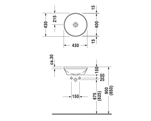 Duravit Architec Раковина 40 см, без отв., без перелива, цвет: белый. 0463400000