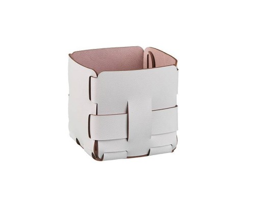 ADJ Корзинка Mini Bottega, 12x12xH13 см., цвет: устричный/пепельная роза. 1013.02/07