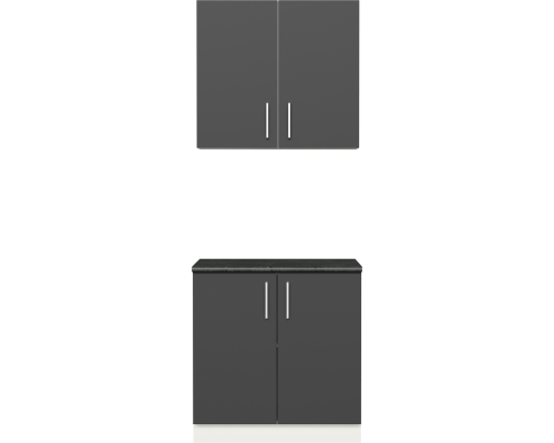Кухонный гарнитур Domaci Болонья 140 см, фасад графит, ручка хром, столешница луна KUH-708130
