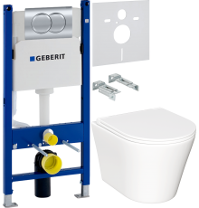 Комплект Унитаз подвесной Ceramicanova Forma CN3011 с микролифтом + Шумоизоляция Geberit 156.050.00.1 + Инсталляция Duofix Delta 458.149.21.1 с кнопкой смыва, хром