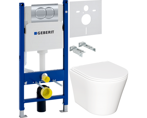Комплект Унитаз подвесной Ceramicanova Forma CN3011 с микролифтом + Шумоизоляция Geberit 156.050.00.1 + Инсталляция Duofix Delta 458.149.21.1 с кнопкой смыва, хром