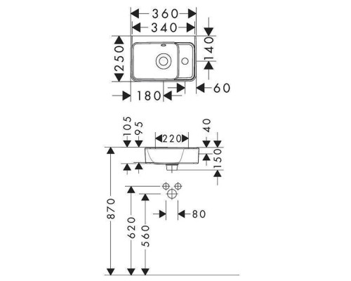 Hansgrohe Xanuia Q Раковина 36x25см., подвесная, 1 отв., цвет: белый. 60129450 Hansgrohe Xanuia Q Раковина 36x25см., подвесная, 1 отв., цвет: белый. 60129450