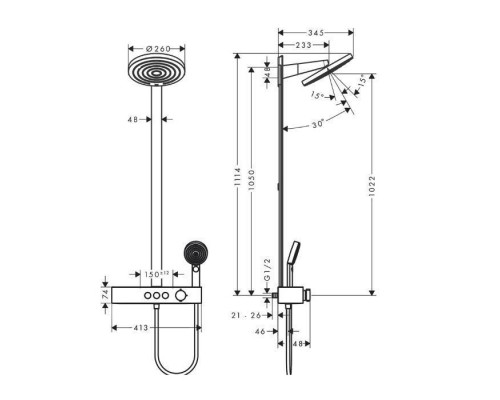 Hansgrohe Pulsify S Душевая система, настенная, 2jet, цвет: хром. 24240000