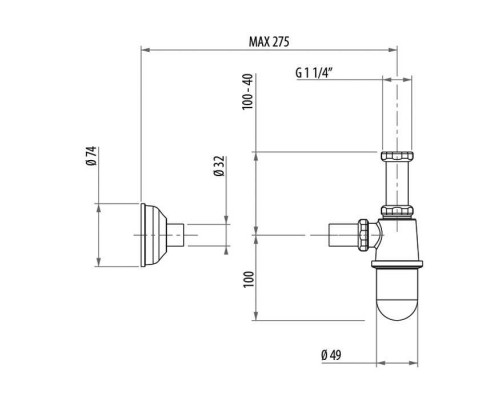 Gattoni Accessori Сифон 1/1,4 для раковины, цвет: хром. 0152/00C0 Gattoni Accessori Сифон 1/1,4 для раковины, цвет: хром. 0152/00C0