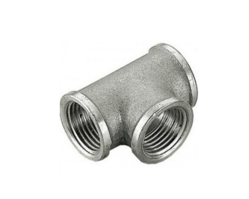 Тройник TIEMME ВВ никелированный 1x1/2x1 для стальных труб резьбовой 1500180