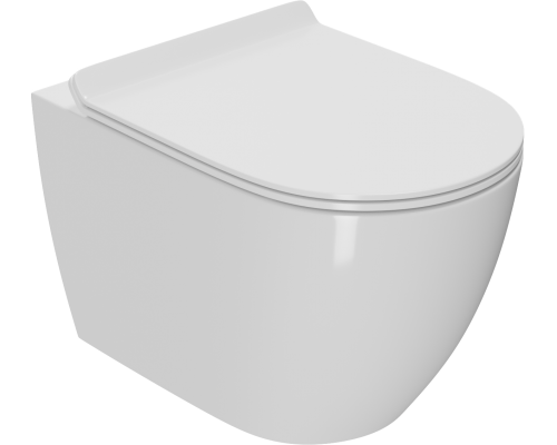 Унитаз подвесной Bauedge Bau Ceramics безободковый, с микролифтом, белый Унитаз подвесной Bauedge Bau Ceramics безободковый, с микролифтом, белый