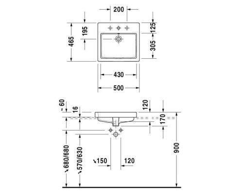 Duravit Vero Раковина 50х46.5 см, 1 отв., цвет: белый. 0315500000