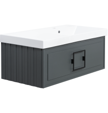Тумба с раковиной La Fenice Cubo 90 R серая, ручка черная