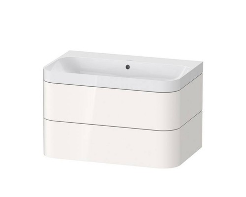 Duravit Happy D.2 Plus Тумба подвесная с раковиной 77.5х49х46.8см., без отв., 2 ящика, выпуск и сифон в комплекте, цвет: белый глянцевый. HP4347N2222