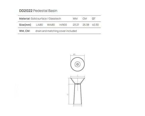 Dea Design Pedestal Basin Раковина напольная d48хh90см, цвет: smoky black. DD2022 480 R4 Dea Design Pedestal Basin Раковина напольная d48хh90см, цвет: smoky black. DD2022 480 R4