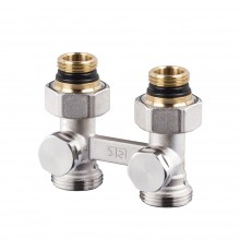 Прямой Н-образный клапан SR Rubinetterie для нижнего подключения отопительных приборов, Никель 0741-1500N0E0