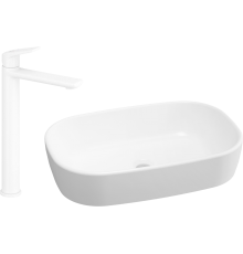Комплект Раковина Lavinia Boho Bathroom Sink 33311002 + Смеситель Wellsee ICON! for life 182310000 матовый белый