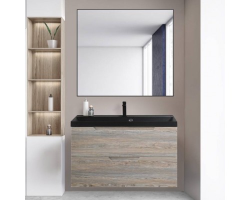 Мебель для ванной комнаты BelBagno Vittoria 90 подвесная, pino, черная матовая раковина