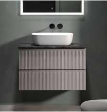 Тумба под раковину Sancos Snob R 80 со столешницей, doha soft, черный мрамор