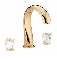 THG Petale de Cristal clair lisere dore Смеситель для ванны, 3 отв., цвет: золото/прозрачный хрусталь с золотым декором. U6E-F01-25SG