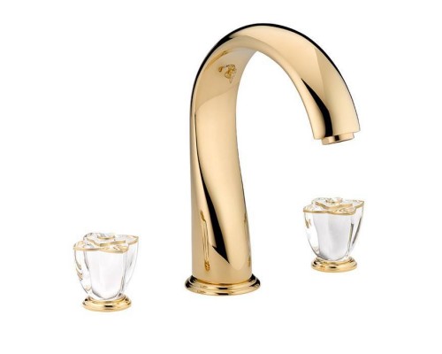 THG Petale de Cristal clair lisere dore Смеситель для ванны, 3 отв., цвет: золото/прозрачный хрусталь с золотым декором. U6E-F01-25SG