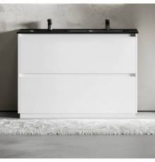 Тумба с раковиной Sancos Libra Floor 120 двойная черная раковина CN7004MB, белый глянец