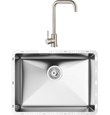 Комплект Мойка кухонная TopZero TZ RS 550 нержавеющая сталь + Смеситель WIX 206 INOX нержавеющая сталь