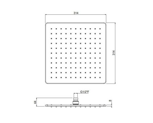 Carimali OttoMillimetri Верхний душ 30х30см., потолочный, инспектируемый, цвет: хром. 8MM0006CRX