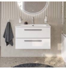 Тумба с раковиной Cezares Eco Cer-N 80, bianco lucido, раковина Eco 80, ручки серые