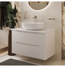 Тумба с раковиной BOND Cube 80 подвесная, белая матовая, с раковиной Oval S01-500