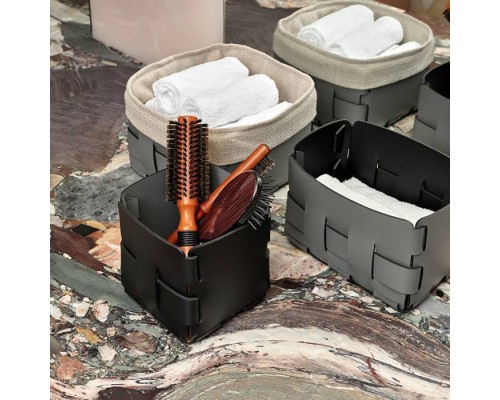 ADJ Корзинка Mini Bottega, 12x19xH13 см., цвет: серый/черный. 1012.03/01