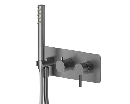 Newform X-STEEL 316 Смеситель для душа, встраиваемый, на 2 выхода, с ручным душем, цвет: PVD Brushed gun metal. 69679EX.59.064