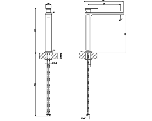 Gessi Eleganza Смеситель для раковины на 1 отверстие, высокий, без донного клапана, цвет: хром. 46004#031